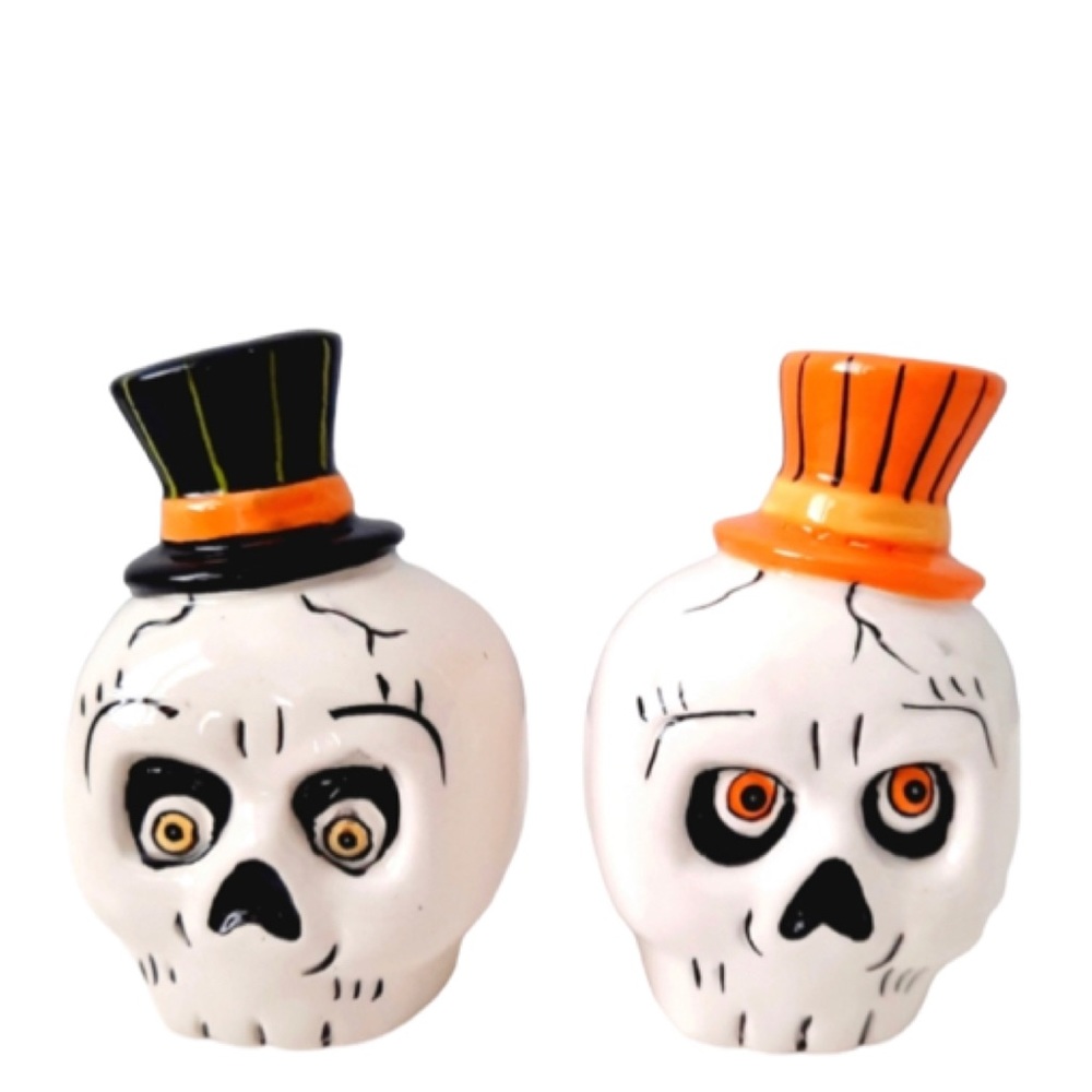 NEW Transpac Little Village by Shelly Comiskey Skeleton Salt & Pepper Shakers 💀
